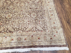 Vintage Pak-Persian Area Rug 4.7 x 7.2 Wool Hand-Knotted Beige & Brown Oriental Pakistani Peshawar Carpet 4x6 - 5x7 Decorative Farmhouse Rug