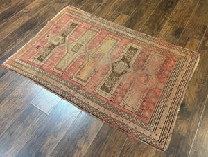 Antique Turkish Melas Rug 3x5, Geometric Carpet, 1920s Wool Rug, Bohemian Rug, Low Pile Rug, Tribal Rug