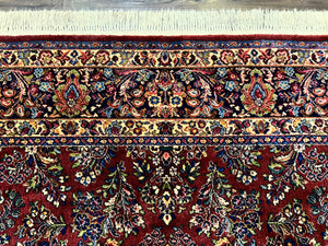8.8 x 10.6 Karastan Red Sarouk Rug #785, Wool Pile Original 700 Series