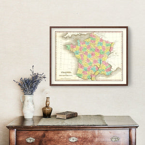 Old Map of France in Departments 1831