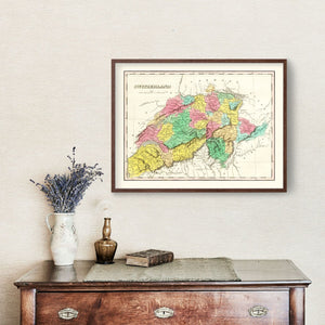 Vintage Map of Switzerland 1831
