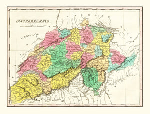 Vintage Map of Switzerland 1831