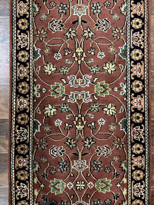 Indo Persian Sarouk Runner Rug 2.8 x 20 ft Runner for Hallway, Long Runner Rug, Handmade