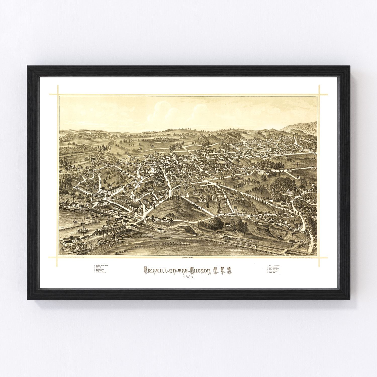 Vintage Map of Fishkill, New York 1886