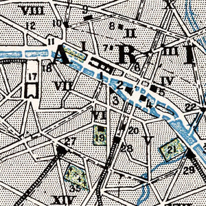 Vintage Map of Paris, France 1900