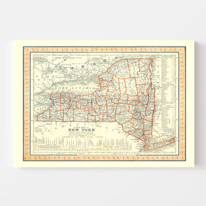 Vintage Map of New York 1846
