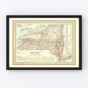 Vintage Map of New York 1846