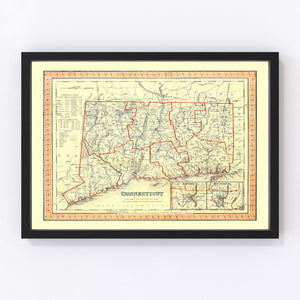 Vintage Map of Connecticut 1846