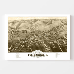 Vintage Map of Friendship, New York 1882