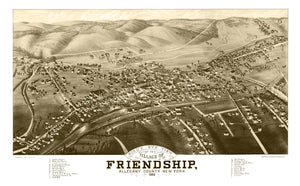 Vintage Map of Friendship, New York 1882