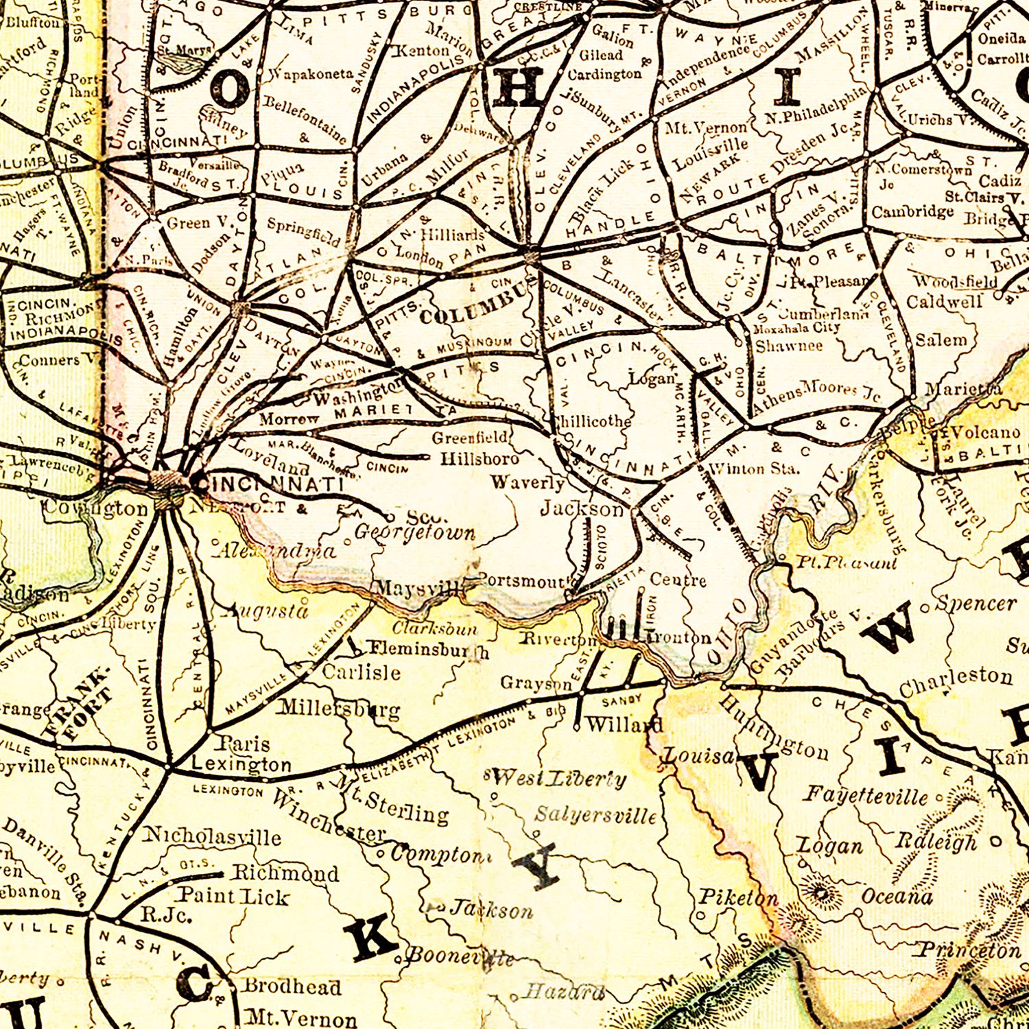 Vintage Railroad Map of United States 1877