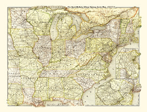 Vintage Railroad Map of United States 1877