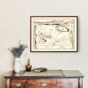 Vintage Map of Athens, Greece 1832