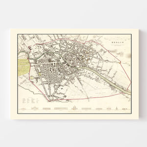 Vintage Map of Berlin, Germany 1833