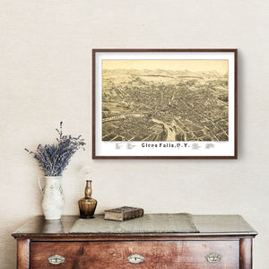 Vintage Map of Glens Falls, New York 1884