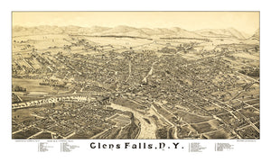 Vintage Map of Glens Falls, New York 1884