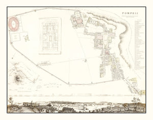 Vintage Map of Pompeii, Italy 1832