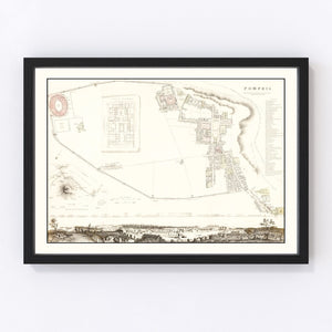 Vintage Map of Pompeii, Italy 1832