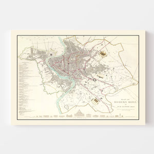 Vintage Map of Stockholm, Sweden 1838