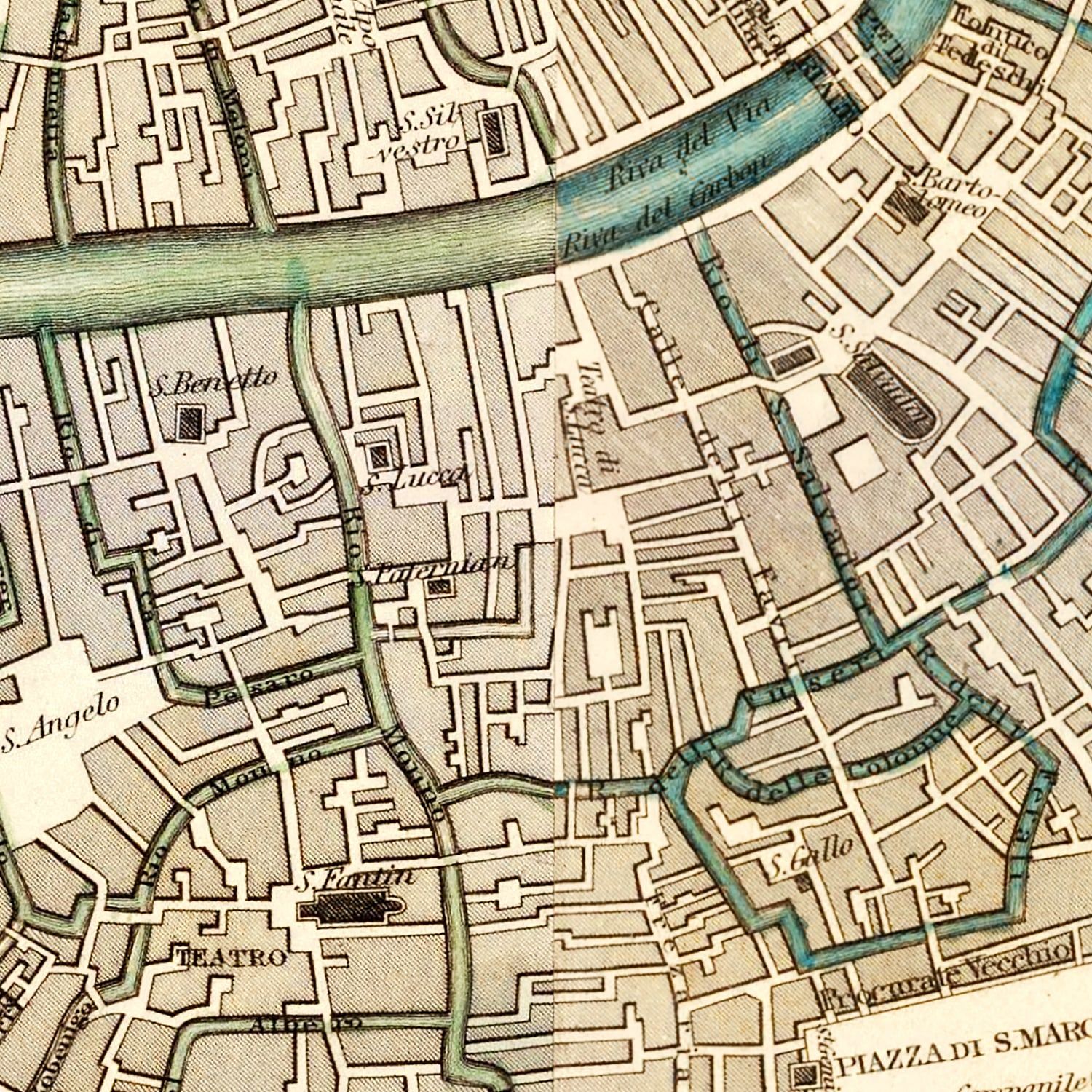 Vintage Map of Venice, Italy 1838