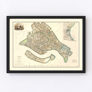 Vintage Map of Venice, Italy 1838