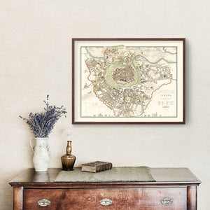Vintage Map of Vienna, Austria 1833