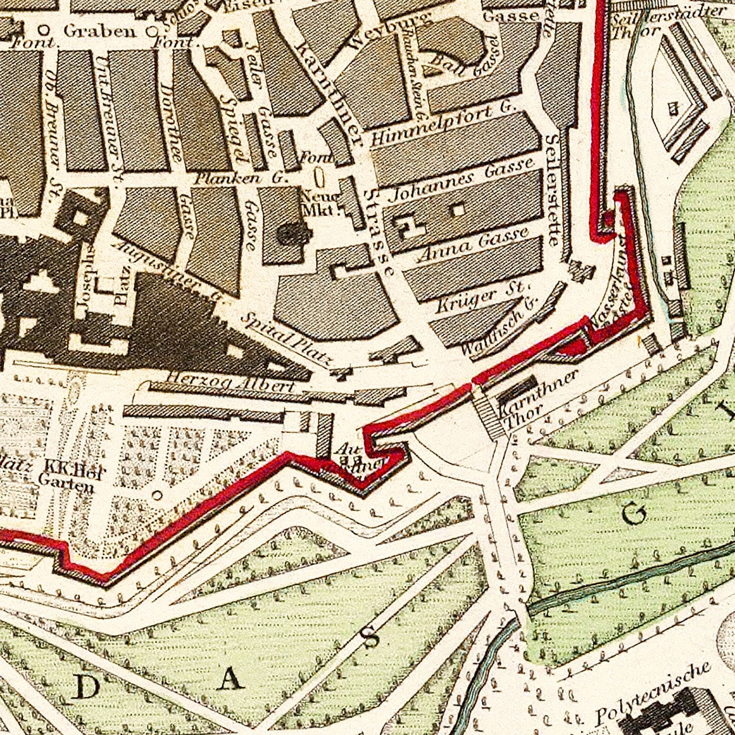 Vintage Map of Vienna, Austria 1833