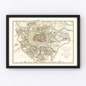 Vintage Map of Vienna, Austria 1833