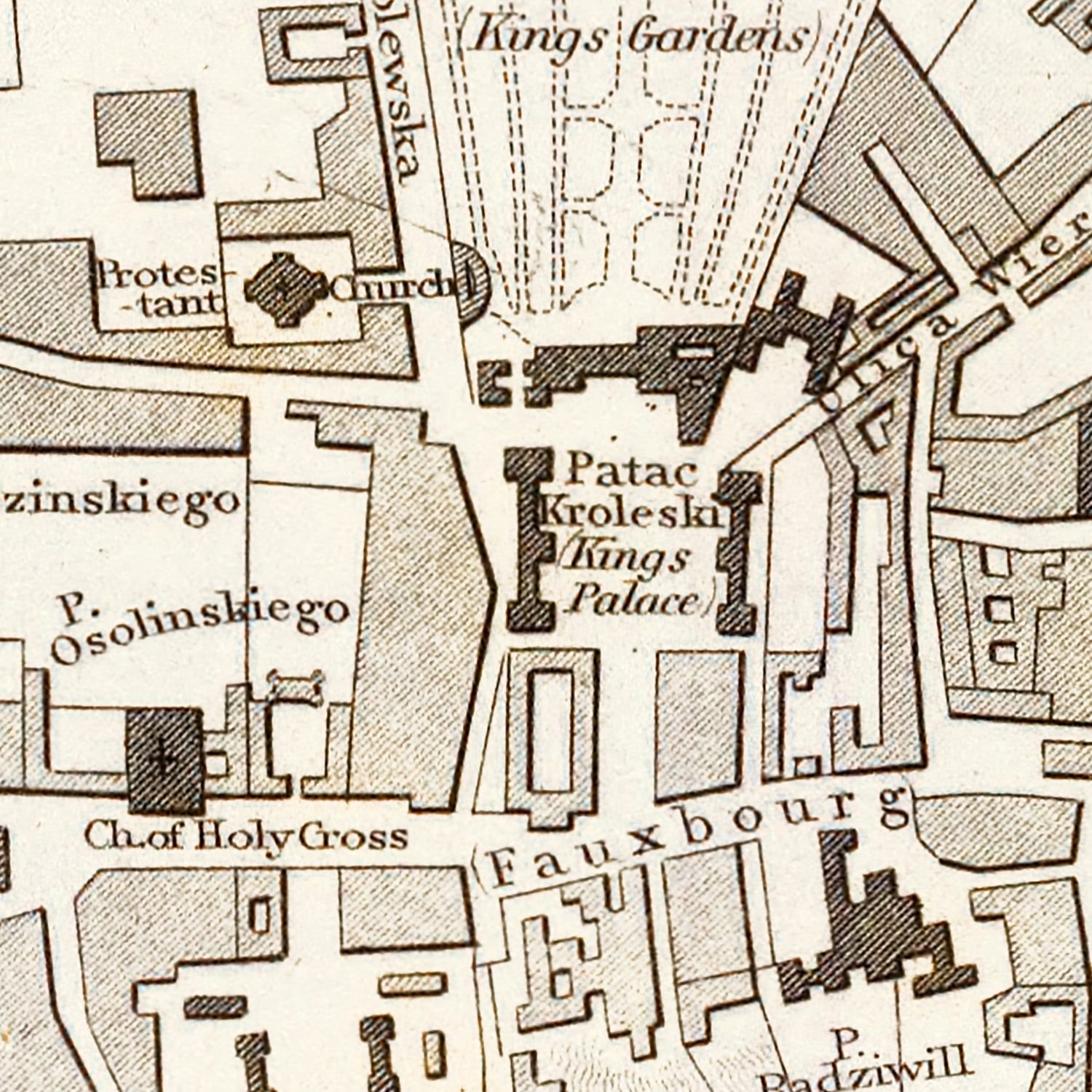Vintage Map of Warsaw, Poland 1831