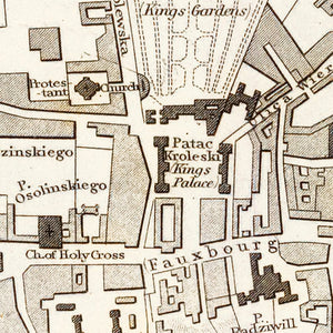Vintage Map of Warsaw, Poland 1831