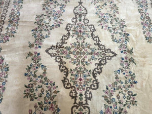 Indo Persian Rug 12x15, Palace Sized Carpet, Oversized Wool Handmade Rug, Kerman Rug, Semi Open Field, Pande Cameron Rug, Beige