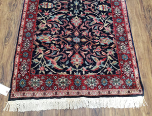 Antique Persian Sarouk Rug 3x5, Navy Blue, Allover Pattern, Hand Knotted