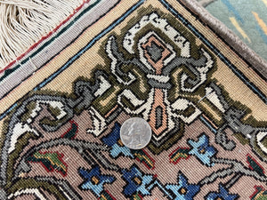 Persian Tabriz Pictorial Rug 4.8 x 3.8, Horizontal Oriental Carpet for Hanging on Wall, Hand Knotted Wool Vintage Fine Carpet, Doctor and Patients