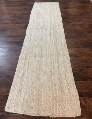 Modern Jute Runner Rug 2.7 x 10, Rug for Hallway or Kitchen, Farmhouse Rug