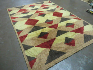 6' X 8' Handmade Tibetan Nepal Chinese Wool Rug Art Deco Contemporary Modern