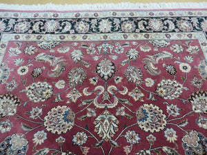 6' X 9' Vintage Handmade Fine India Floral Oriental Silk Accent Wool Rug Carpet