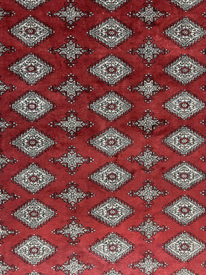 Pakistani Bokhara Rug 6x8, Fine Turkoman Carpet, Wool Handmade Vintage, Red, 6 x 8 Medium Sized Rug, Turkmen Rug