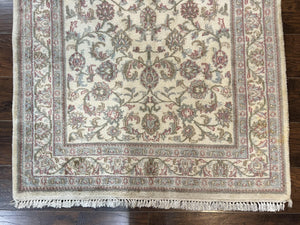 Indo Persian Rug 4x6, Vintage Handmade Wool Carpet, Floral Allover Pattern, Beige, Pair B