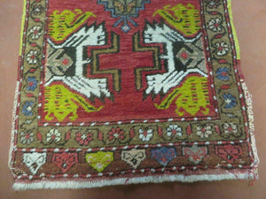 20" X 38" Antique Handmade Turkish Oushak Oshak Yastik Wool Rug Mat Turkey Nice