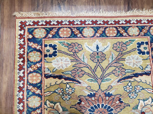 Hallway Runner Rug, Kitchen Runner, Sultanabad Hand Knotted Rug, Farmhouse Rug, 1950s Rug, Mahal Rug, Turkish Rug, Long Runner, Yellow