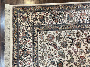 Karastan Rug #738 Tabriz Design 8.8 x 10.6, Room Sized Wool Pile Karastan Carpet, Vintage Discontinued Karastan Area Rug, Ivory, Floral Rug