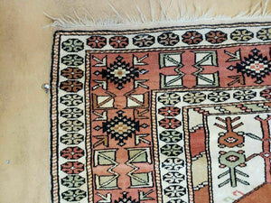 4' X 7' Antique Handmade Turkish Melas Oushak Wool Rug