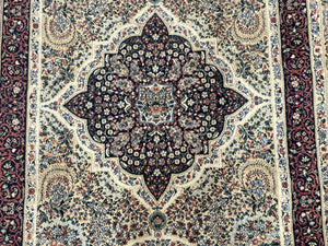 Persian Rug 8x11, Belgium Power Loomed Rug, Kirman Lavar Floral Design, Vintage Rug