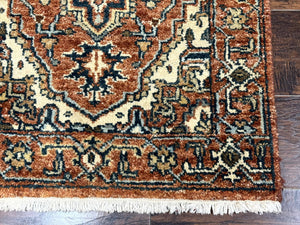 Indo Persian Heriz Runner Rug 2.6 x 8, Rust Color, Vintage