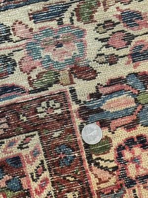 Antique Persian Malayer Rug 4'7" x 6'6" – 1920s Tribal Red Wool Carpet