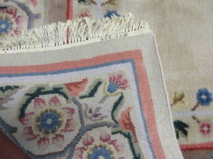 8' X 10' Vintage Handmade Wool Rug Aubusson Savonnerie Design European Nice