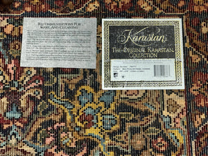 Square Karastan Multicolor Panel Kirman Rug #717, Rare Size 8.8 x 8.8, Original 700 Series, Wool