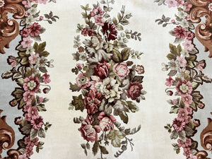 Aubusson Rug 10x13, Cream and Light Mint Green Hand Knotted Handmade French Savonnerie European Carpet, Wool Pile, Large Room Sized Vintage