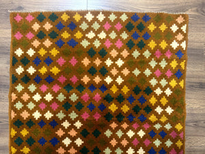 Afghan Balouch Rug 3x5, Multicolor, Vintage, Wool, Handmade