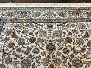 Karastan Rug #738 Tabriz Design 8.8 x 10.6, Room Sized Wool Pile Karastan Carpet, Vintage Discontinued Karastan Area Rug, Ivory, Floral Rug